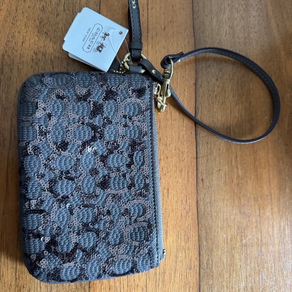 Coach Gray Sequin Wristlet - Picture 1 of 5